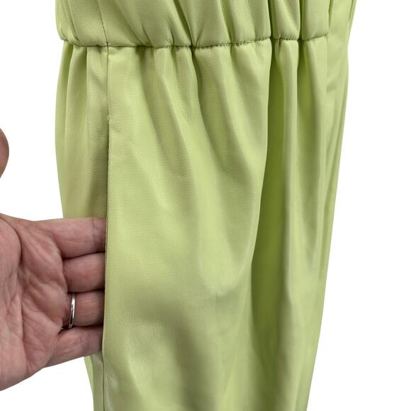 House of Harlow 1960 Shirt Dress Vegan Leather WMNS S Lime Green Utility Midi - Picture 2 of 9